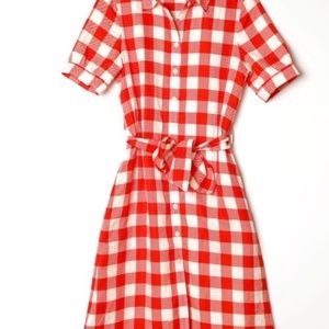 Draper James Red Picnic Gingham Midi Dress Size 2